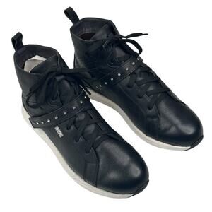 Naot Oxygen High Top Sneaker Black Leather Crystals Womens EU 40 US 9 New $220